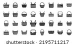 Picnic Basket Icons Set Simple...