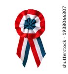 Small photo of isolated on white tricolor rosette colors of United States or France