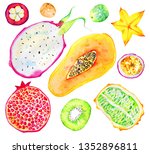 exotic fruits. papaya ... | Shutterstock . vector #1352896811