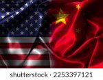 Small photo of Waving of USA flag and China flag for barrier tariff trade war , economy competition and politic war from united states of America and China concept.