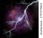 Small photo of lightning against galaxy (fantastic kind of a nonexistent galaxy)
