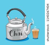 Vector illustration of tea kettle and glass