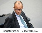 Small photo of Berlin, Germany, April 27, 2022. Friedrich Merz, leader of the CDU CSU parliamentary group and thus leader of the opposition in the 20th German Bundestag, during the 30th plenary session.