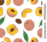 seamless pattern of peaches ... | Shutterstock .eps vector #1909620661