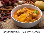 Small photo of Massaman Curry with Chicken and Potatoes.It is an aromatic curry with a tangy, luxurious taste that is harmonic, sweet and isn't as spicy