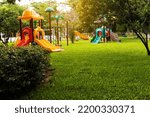 Children's playground in the garden pure atmosphere children come to play with fun