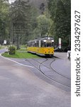 Small photo of Bad Schandau, Germany, 17.10.2022, public vintage tramway or tramcar