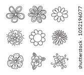 doodle flower set. hand drawn... | Shutterstock .eps vector #1052196077
