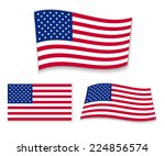 set of american flags. vector... | Shutterstock .eps vector #224856574