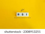 Relative Strength Index (RSI) Concept. Block Letter Tiles on Yellow Background. Minimal Aesthetic.