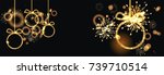 background with golden firework | Shutterstock . vector #739710514