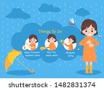 cute girl wearing raincoat have ... | Shutterstock .eps vector #1482831374