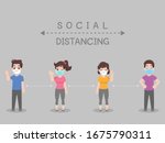 social distancing  people... | Shutterstock .eps vector #1675790311
