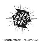 beach party ribbon banner with... | Shutterstock .eps vector #763390261