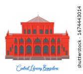 Bangalore library city monument flat colour illustration