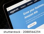 Small photo of Portland, OR, USA - Dec 9, 2021: Amazon Ads page on the Amazon website is seen on a laptop computer.