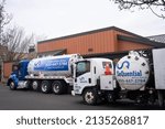 Small photo of Tualatin, OR, USA - Mar 8, 2022: SeQuential fuel trucks are seen outside a restaurant. As a part of Crimson Renewable Energy, SeQuential collects used cooking oil and refine it into biodiesel.