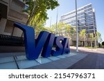 Small photo of Foster City, CA, USA - May 1, 2022: Closeup of the giant VISA logo seen at the global payments technology company VISA, Inc.'s Headquarters campus in Foster City, California, United States.