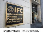 Small photo of Washington, DC, USA - June 25, 2022: The IFC logo is seen at its headquarters in Washington, DC. IFC provides financing of private-enterprise investment in developing countries around the world.