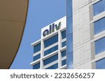 Small photo of Charlotte, NC, USA - June 18, 2022: Ally logo is seen at the Ally Charlotte Center in Charlotte, North Carolina. Ally Financial is a bank holding company that provides financial services.