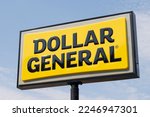 Small photo of Morton, WA, USA - Aug 19, 2022: Dollar General sign is at its store in Morton, Washington. Dollar General Corporation is an American variety store chain headquartered in Goodlettsville, Tennessee.
