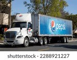 Small photo of Palo Alto, CA, USA - Apr 1, 2023: A Pepsi delivery truck is seen on the streets in Palo Alto, California.