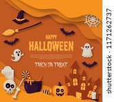happy halloween background with ... | Shutterstock .eps vector #1171262737