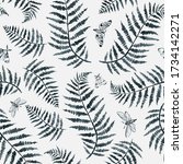 indigo fern and moths branch... | Shutterstock . vector #1734142271