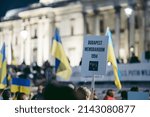 Small photo of Trafalgar Square, London | UK - 2022.03.15: Ukrainian people protest, thousands gather to demand tougher sanctions on Russia from British Government, EU and USA to stop the war in Ukraine