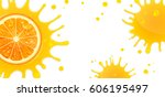 banner with orange and splash... | Shutterstock .eps vector #606195497