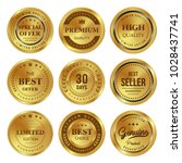 gold badges seal quality labels ... | Shutterstock .eps vector #1028437741