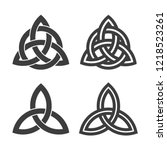 Triquetra symbol set of celtic trinity knot vector icon
