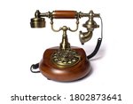Small photo of Antique Rotatory Phone with Wooden Finish