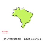 Green Outline Map of Brazil Vector Design Template. Editable Stroke