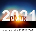 silhouette group of people with ... | Shutterstock . vector #1917112367