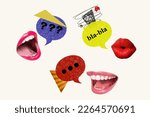 Collage of talking mouth, conversation concept