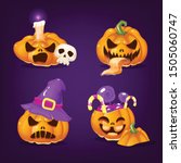 spooky halloween pumpkins... | Shutterstock .eps vector #1505060747