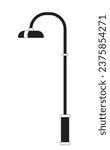 Lamppost streetlamp black and white 2D cartoon object. Streetlight lamp isolated vector outline item. Outdoor illumination pole. Vintage street light monochromatic flat spot illustration