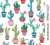 cacti flower background.... | Shutterstock .eps vector #594671627