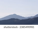 Panorama illustration of mountain ridges. Atmospheric perspective..turkey