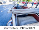 Small photo of Fernandina Beach, FL - October 18, 2014: Rumble seat view of a 1930 Ford Model A Cabriolet at a classic car show in Fernandina Beach, Florida.