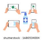 the tablet and phone are... | Shutterstock .eps vector #1680534004
