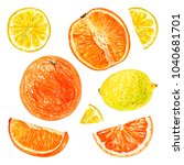 Set Of Lemon And Orange Painted ...