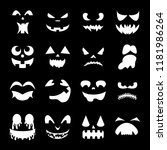 pumpkin faces on a black... | Shutterstock .eps vector #1181986264