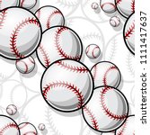 seamless pattern with baseball... | Shutterstock .eps vector #1111417637