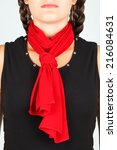Red Silk Scarf On Neck