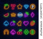 bright neon icons for casino... | Shutterstock .eps vector #1410474971