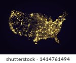 Usa Map Night Light Effect In...