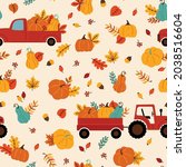 seamless pattern with pumpkins... | Shutterstock .eps vector #2038516604