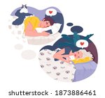 bedtime conversations.couple in ... | Shutterstock .eps vector #1873886461